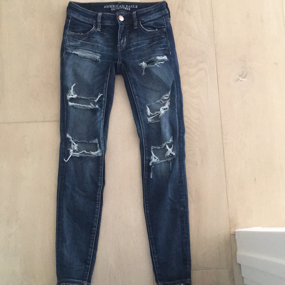 American eagle ripped low rise jeans